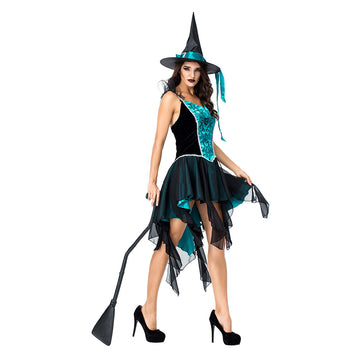 Halloween Disfraz Sexy Maléfica Bruja Vestido Esmoquin de Fiesta para Adultos Femenino